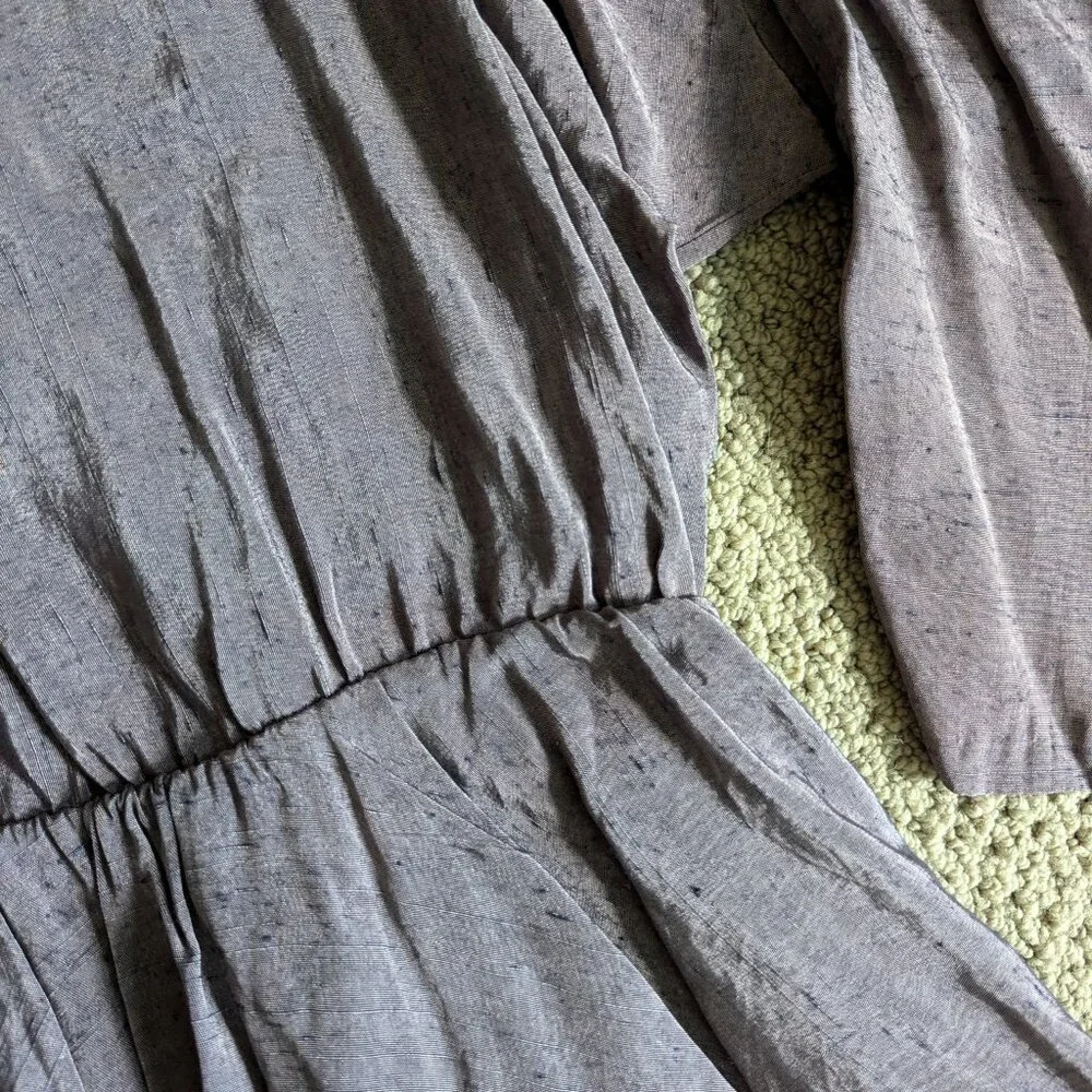 Vintage metallic-like purple mini dress with flattering hip skirt, size M - Picture 7 of 15
